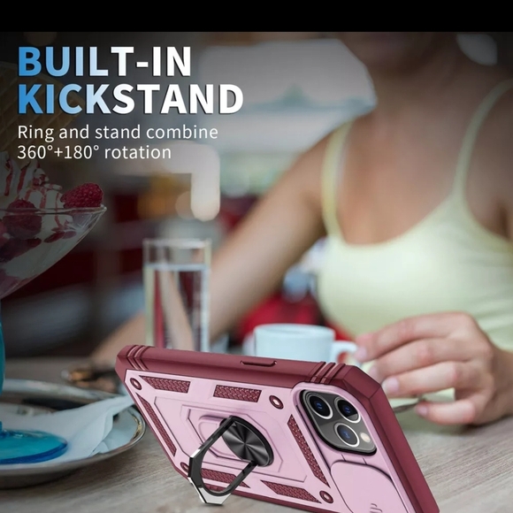 Purple Armor Phone Case with Ring Holder and Camera Protection - Picture 4 of 9